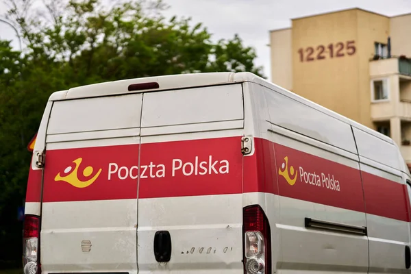 Closeup Shot Back Part Poczta Polska Company Van Mail Delivery — Stockfoto