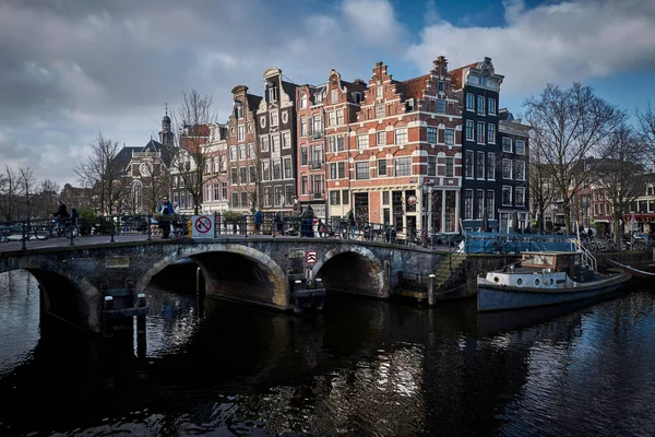 Landmarks Amsterdam City Netherlands Bridges Canals Canal Houses — Stock Photo, Image