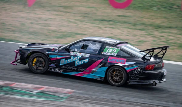 Zwarte Nissan Silvia S13 Drijft Het Circuit — Stockfoto