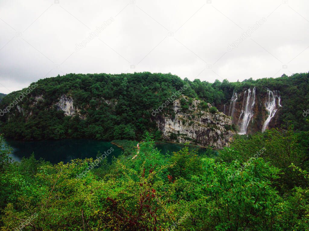 The scenic Plitvice Lakes National Park forest reserve in central Croatia