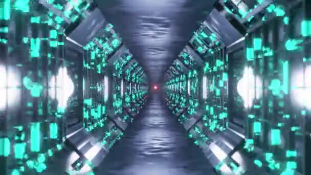 Rendering Animation Fantasy Sci Corridor Fast Flowing Energy Graphics Background — Video Stock