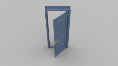 Arkaplanda açık, kapalı kapının yaratıcı çizimi, girişi gerçekçi kılacak 3D resimli kapı arkaplanı izole edilmiş