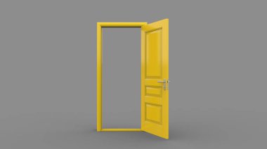 3d illüstrasyon eşleştirmesinde izole edilmiş farklı sarı kapı kümesi boş arkaplan