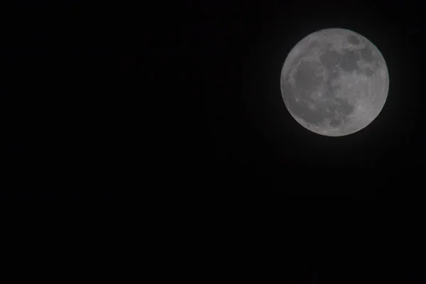 Breathtaking View White Full Moon Black Sky — Stock Photo, Image