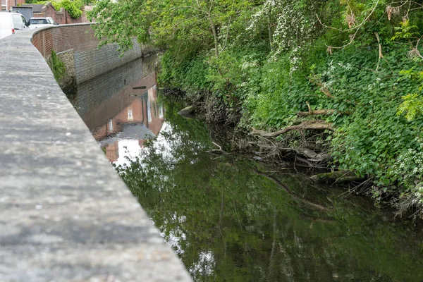 Flood Defences River Ouseburn Newcastle Tyne Protecting Nearby Houses Roads — Stock Photo, Image