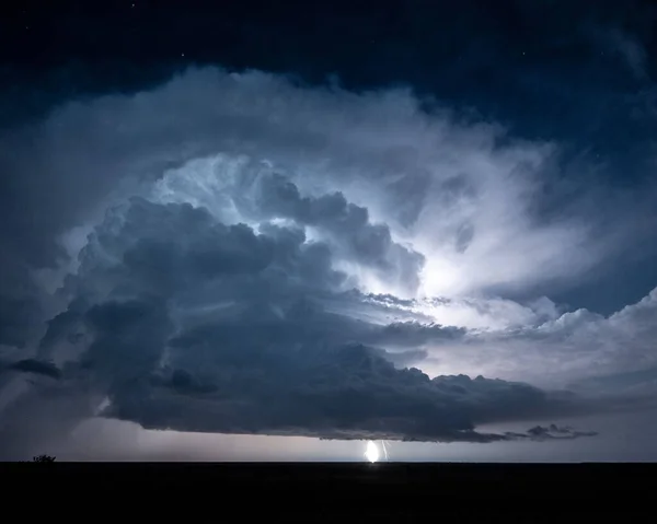 Scénický Pohled Noční Bouři Zamračené Obloze Texasu — Stock fotografie