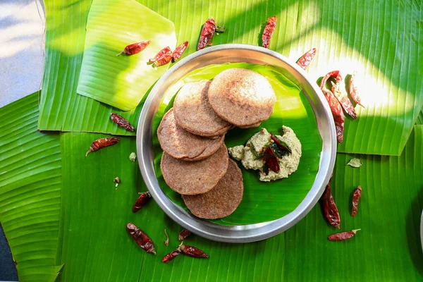 South Indian Słynne Śniadanie Raagi — Zdjęcie stockowe