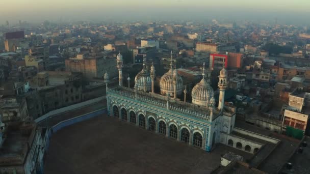 Hermoso Paisaje Urbano Con Vistas Mezquita Jamia Rawalpindi Desde Arriba — Vídeos de Stock