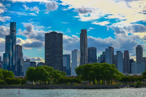 Lélegzetelállító Városkép Modern Épületek Chicago Usa — Stock Fotó