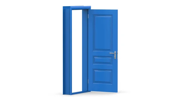 Creative Illustration Open Closed Door Render Entrance Realistic Blue Door — Stock Photo, Image