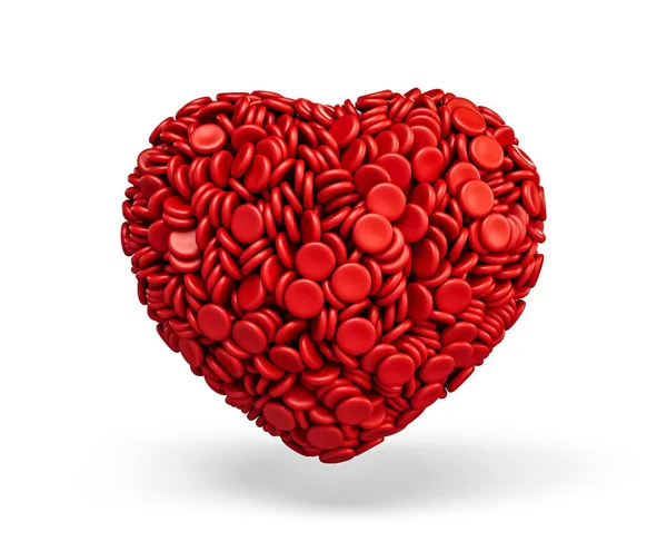 Červené Krvinky Tvaru Srdce Izolované Bílém Pozadí — Stock fotografie