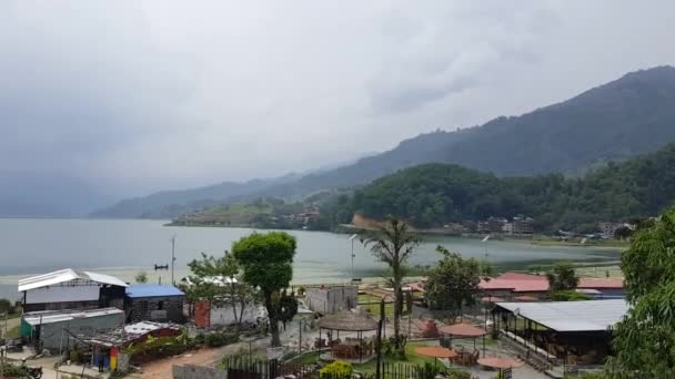 Pokhra Stadsutsikt Med Phewa Lake Den Näst Största Sötvattenssjön Nepal — Stockvideo