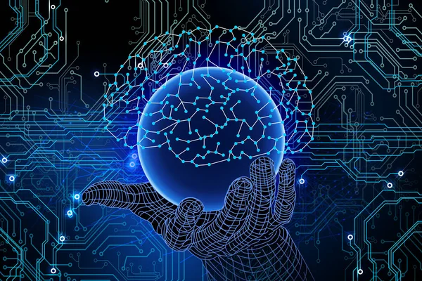 Fondo Abstracto Tecnología Cerebral Con Concepto Comunicación Alta Tecnología — Foto de Stock