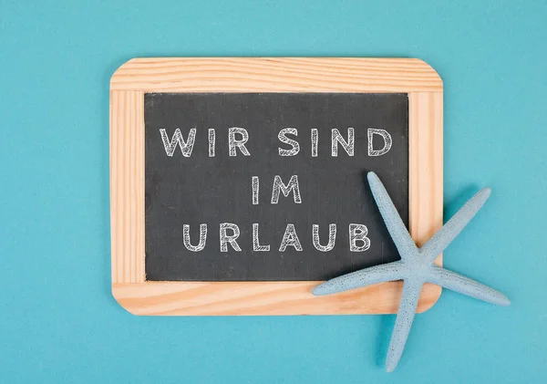 Vacation Standing German Language Chalkboard Sea Star Holiday Background Time — Stock Photo, Image