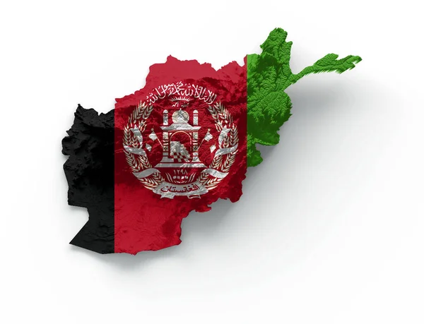 Illustration Afghanistan Map Flag Isolated White Background — Stock Photo, Image