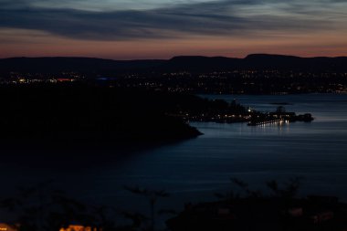 Oslo 'da yaz akşamları. Ekeberg 'den görüntü. Adalar.