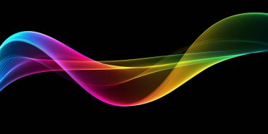 Soyut dalgalı çizgiler. Renkli dinamik dalga. Müzik, parti, teknoloji ve modern konsept için tasarım ögesi