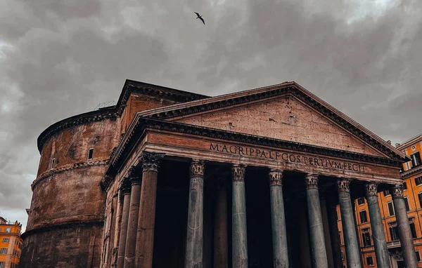 Exterior View Pantheon Rome Italy Cloudy Sky Background — Stock Photo, Image