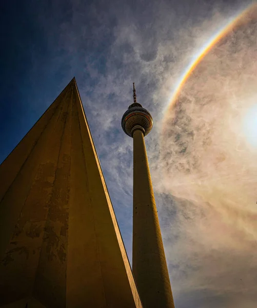 Berlin Television Tower Sun Rainbow Berlin Germany — Stock Photo, Image