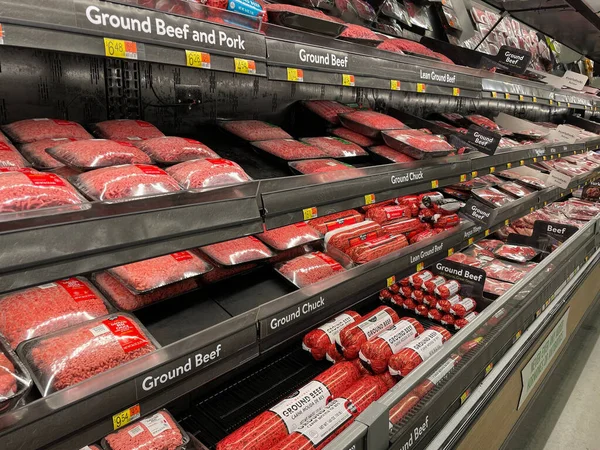 Grovetown Usa Mięso Hamburgerów Działu Mięsnego Walmart — Zdjęcie stockowe
