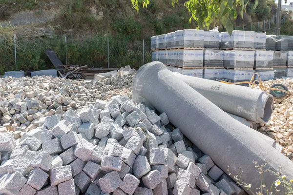 Detailní Záběr Různých Skladovaných Stavebních Materiálů Almadě Portugalsko — Stock fotografie