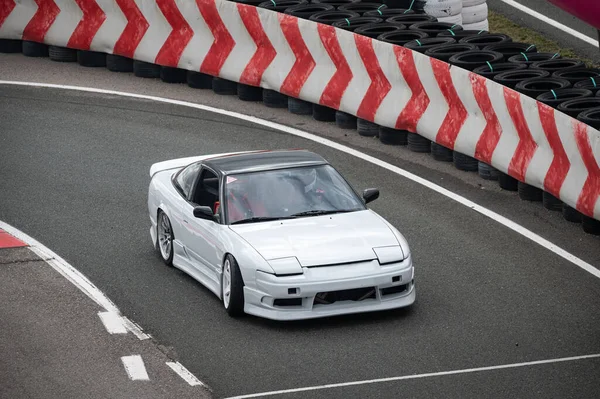 Nissan Silvia S13 Blanco Deriva Circuito Carreras —  Fotos de Stock