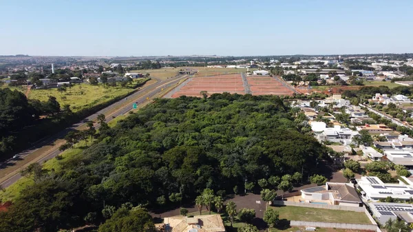 Une Vue Aérienne Sao Paulo Brésil Grande Avenue Autoroute Avec — Photo