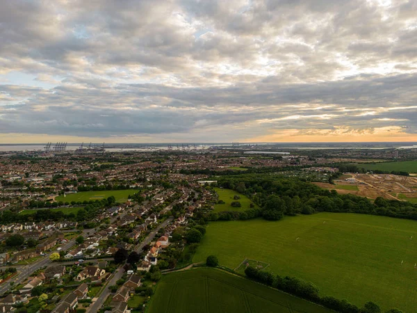 英国奥威尔市郊奥威尔河的鸟瞰全景 — 图库照片