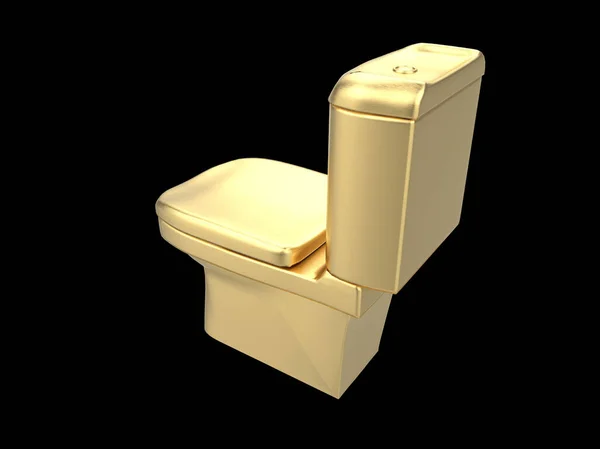 金色厕所3D插图 — 图库照片