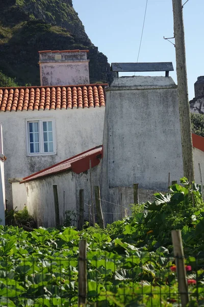 Beautiful Shot Traditional Houses Corvo Island Bright Sunlight Azores Portugal — Stock Photo, Image