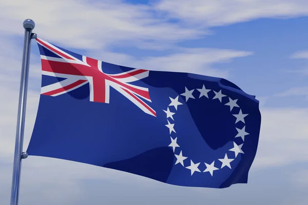 Renderowanie Narodowej Flagi Wysp Cooka Macha Wietrze — Zdjęcie stockowe