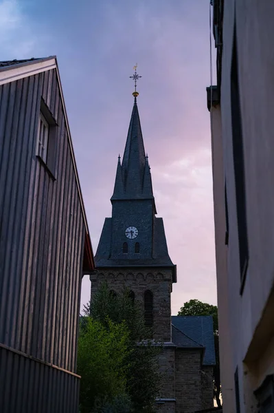 Сценарий Церкви Святого Иосифа Штольберге Германия Закате — стоковое фото