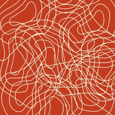 Karışık eğri çizgileri çizimi. Kırmızı arkaplanda beyaz çizgiler