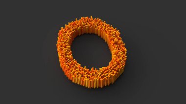 Koyu arkaplan üzerinde izole edilmiş turuncu ve kırmızı 0 sayısının bir çizimi