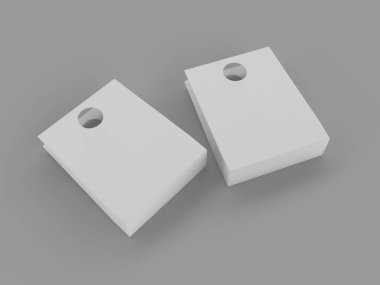 Gri arka planda beyaz alışveriş çantalarının üç boyutlu bir çizimi