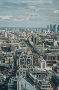 An urban scenery of a city under a cloudy sky
