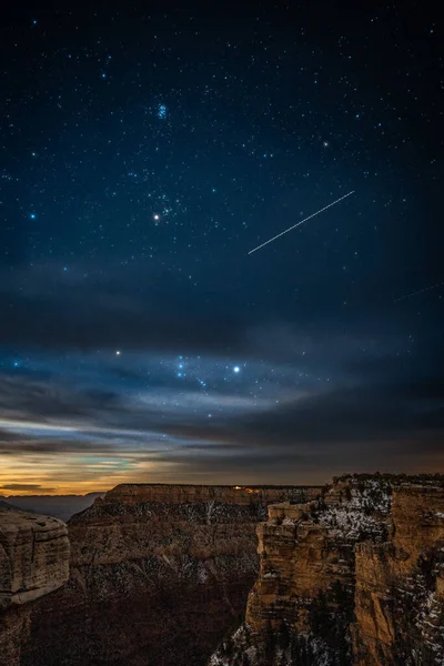 Edge Cliff Grand Canyon National Park Sky Full Stars Milky — Stock Photo, Image