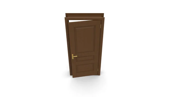 Creative Wood Classic Door Illustration Open Closed Door Render Entrance — Stock Photo, Image