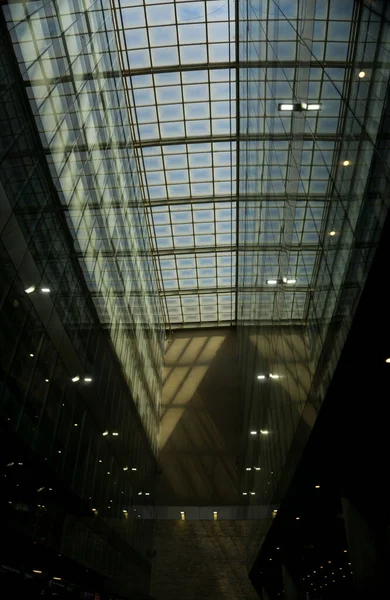 Glass Ceiling Repetition Lights Perspective — Fotografia de Stock