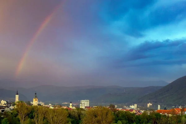 Historical Banska Bystrica City Central Slovakia Vibrant Rainbow — Photo