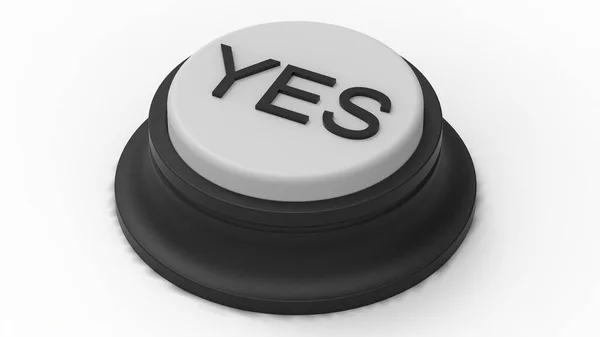 Yes White Button Isolated Illustration Render — Stock Photo, Image