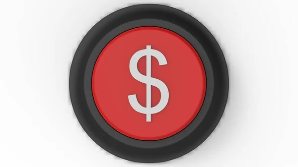 Dólar Dinero Rojo Botón Aislado Ilustración Render — Foto de Stock