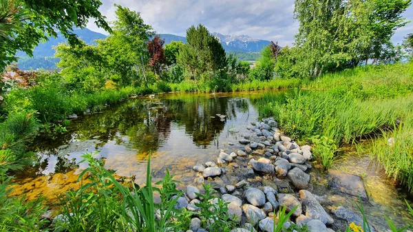 Hallstatt Village Lake Hallstatt Shore Austria Mountainous Salzkammergut Region — Stock Photo, Image