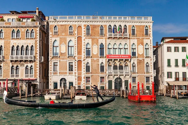 Head Office Biennale Venezia Gondolier Gondola Grand Canal — Stock Photo, Image