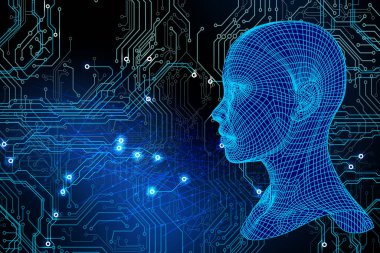 Yüksek teknoloji iletişim kavramına sahip soyut bir beyin teknolojisi geçmişi.