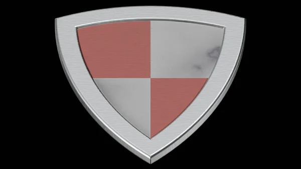 Shield Silver Red Medieval Render Illustration — Stock Photo, Image