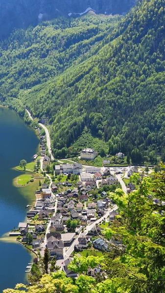 Hallstatt Village Lake Hallstatt Shore Austria Mountainous Salzkammergut Region — Stock Photo, Image