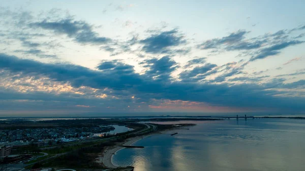 Aerial View Sheepshead Bay Brooklyn Beautiful Sunrise — Stock Photo, Image