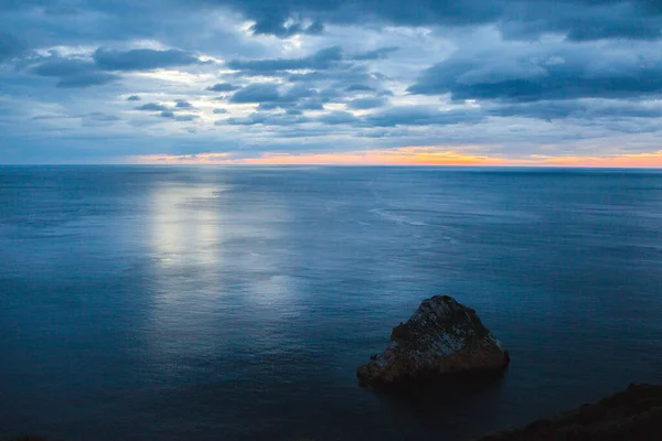 Aerial View Sea Rock Sunset — Fotografia de Stock