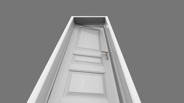 Creative White Door Illustration Open Closed Door Render Entrance Realistic — Stock Photo, Image